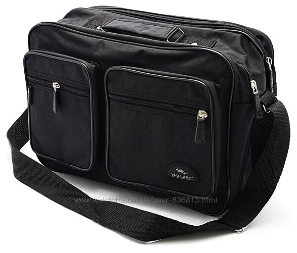 Чоловіча сумка es2647 чорна через плече якісний портфель А4 