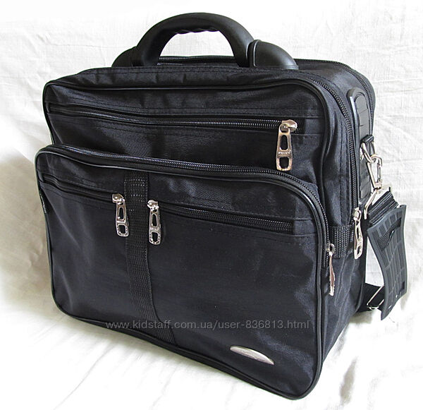 Чоловіча сумка es25275 чорна полукаркасна з розширенням на плече портфель