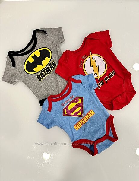 Боді для новонароджених Superman, Batman, Flash 3шт в комплекті 0-3 місяці