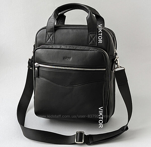 Кожаная мужская сумка-портфель Leon M-68 под формат А4.