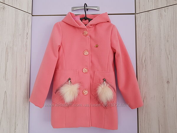 Стильне кашемірове пальто для принцеси рр.92-110 Рожеве