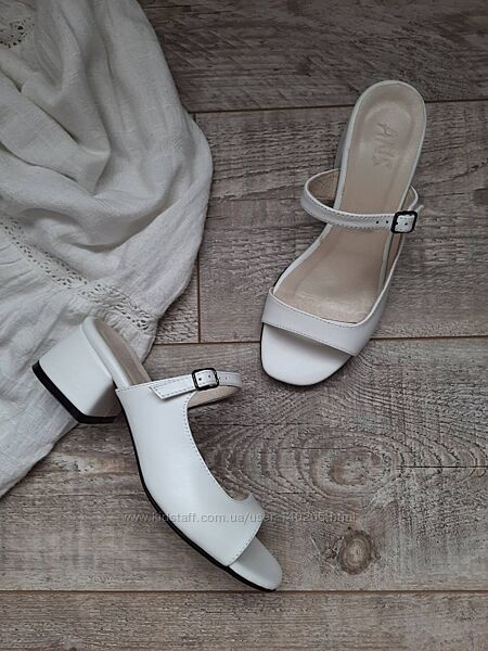 Сабо Мюли светлые кожаные кожа натуральная