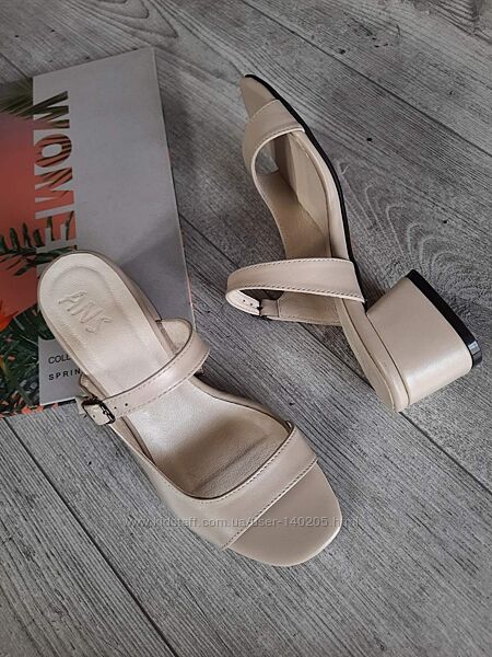 Распродажа Мюли сабо бежевые светлые кожаные кожа натуральная