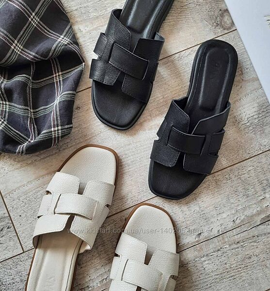 Новинка лето Шлепанцы шлепки кожаные  кожа 36-41р