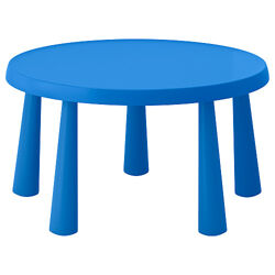 Стіл дитячий IKEA MAMMUT для/будинки/вулиці синій круглий 85 см 903.651.80