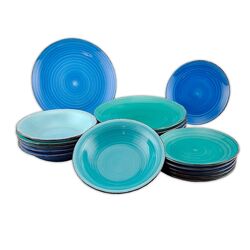Набір посуду 18 предметів блакитний FL-1065