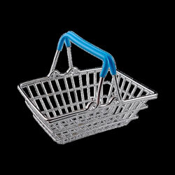 Декоративний міні-кошик із супермаркету срібний блакитний OD-1021