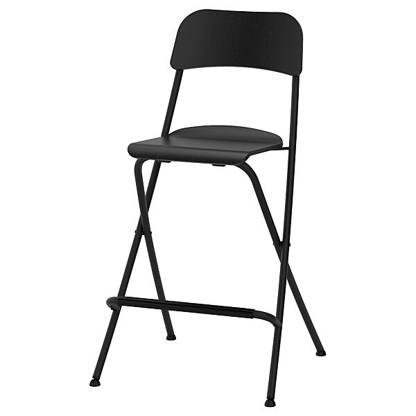 Барний стілець зі спинкою IKEA FRANKLIN складний чорний 63 см 504.064.65