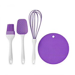 Кухонний набір силіконовий 4 предмети фіолетовий колір CLN-069