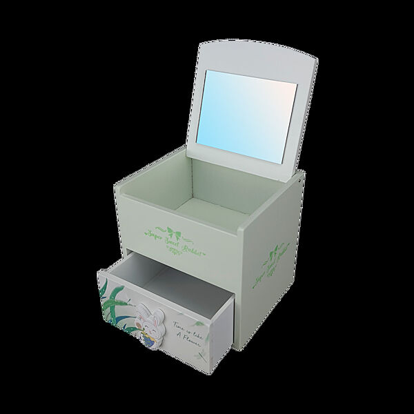Скринька з дзеркалом і ящиком зелена Зайчик 11.510.511 см OD-1104