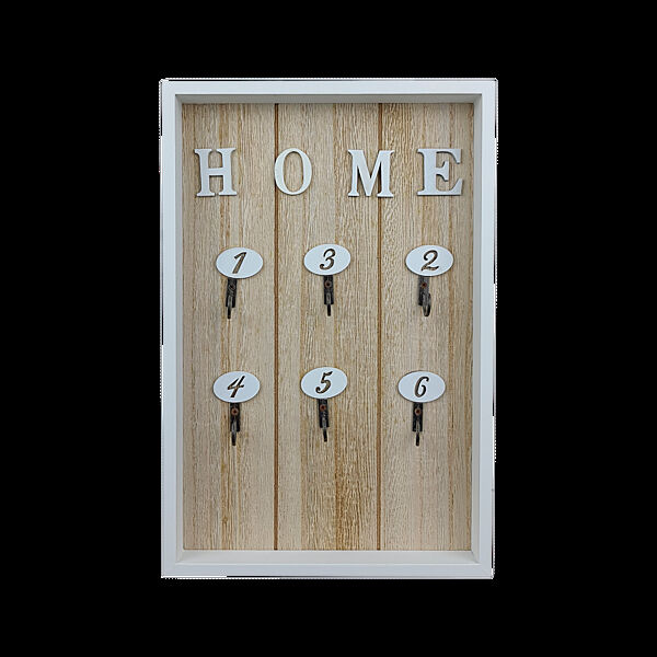 Ключниця настінна дерев&acuteяна з дверкою Home бежевий 6 гачків 20303 см OD-1123