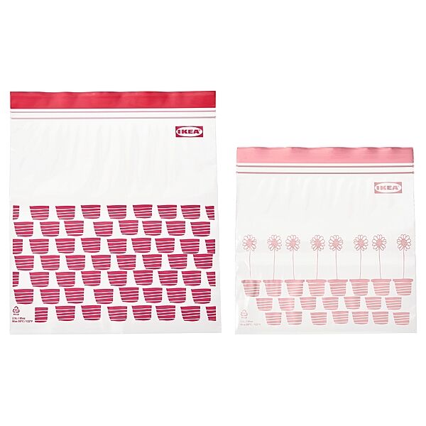 Герметичні пакети для заморозки IKEA ISTAD 50 шт прозорий з рожевим  805.256.74