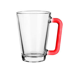 Чашка з червоною ручкою прозора скляна 250 мл Gl-71612