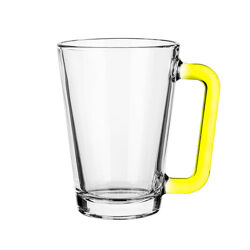 Чашка з жовтою ручкою прозора скляна 250 мл Gl-71613