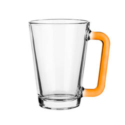 Чашка з помаранчевою ручкою прозора скляна 250 мл Gl-71614