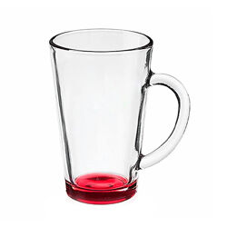 Чашка з червоним дном прозора скляна 300 мл Gl-71573