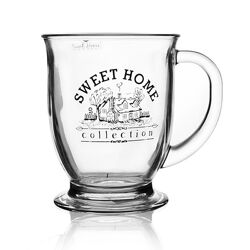 Чашка з написом Sweet Home прозора скляна 400 мл Gl-7129