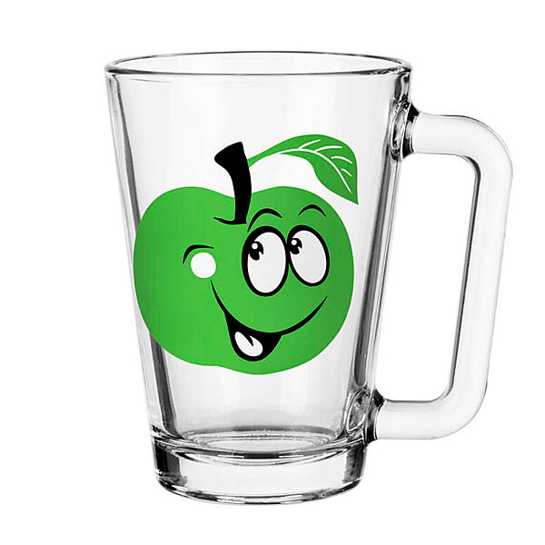 Чашка з яблуком скляна прозора 250 мл Gl-7164