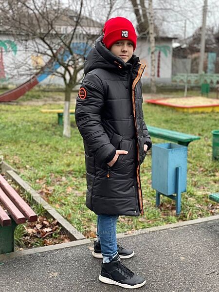 Підліткова зимова подовжена куртка пальто для хлопців 