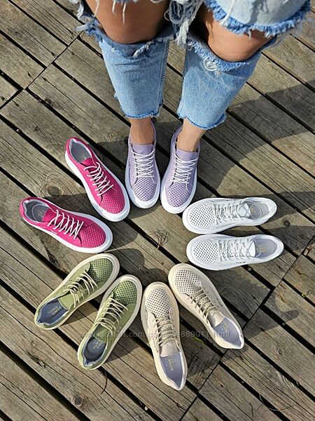 Кеди шкіряні з перфорацією різні кольори