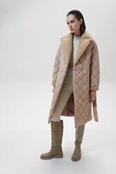 Зимове жіноче стьобане пальто з хутром Тедді, різні кольори