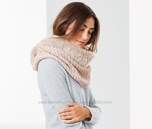 Теплый меховой шарф-снуд для стильного образа от тсм Tchibo чибо, Германия