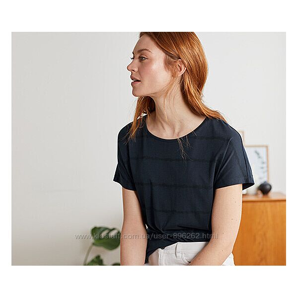 Стильна зручна жіноча футболка з контрастними смугами від Tchibo Чібо, L-XL