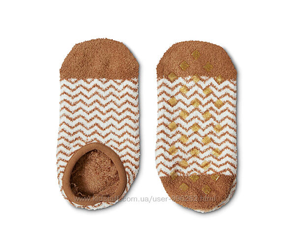 Зручні жіночі махрові тапочкі-носочки з антиковзаючою стопою від Tchibo