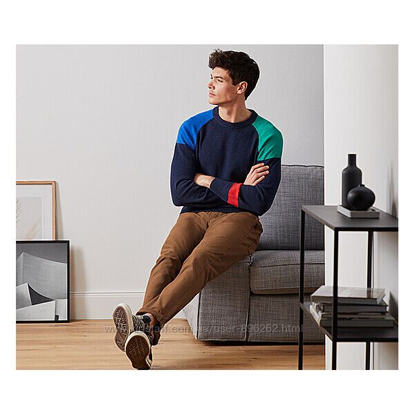 Розкішний чоловічий пуловер, светр із ефектом Color-blocking від Tchibo, L-XL