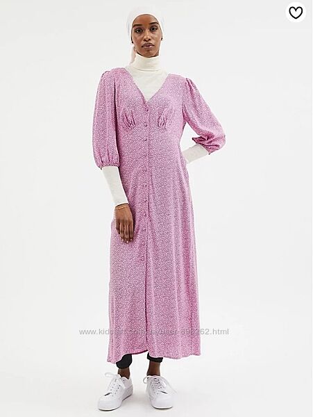 Стильна якісна жіноча сукня, плаття в рожевий горошок на ґудзиках від George