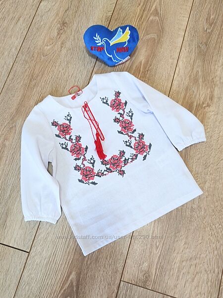 Вишиванка для дівчинки льон 74-116