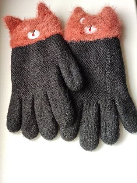 Теплые перчатки на девочку 9-11 лет