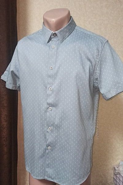 Стильная рубашка ted baker с коротким рукавом серого цвета. размер м