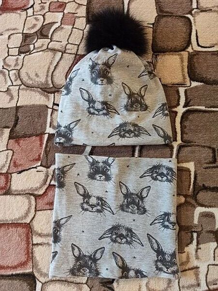 Комплект шапка і хомут на флісі