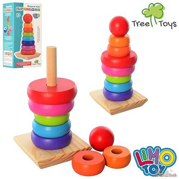 Пірамідка дерев&acuteяна для малюків Limo Toy