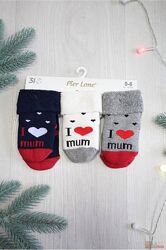 Шкарпетки 3 пари махрові I love Mom Pier Lone