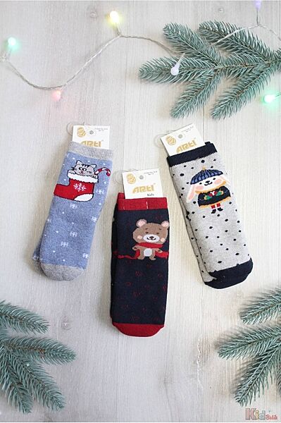 Шкарпетки махрові зі звірятком Новий Рік для хлопчика 3-4 років Arti