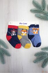 Шкарпетки 3 пари махрові зі звірятком в окулярах для хлопчика Pier Lone