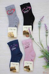 Шкарпетки махрові високі для дівчинки з сердечком Love Pier Lone