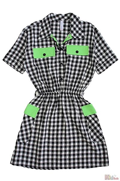 Плаття в квадратики із зеленым для дівчинки LOCOLOCO