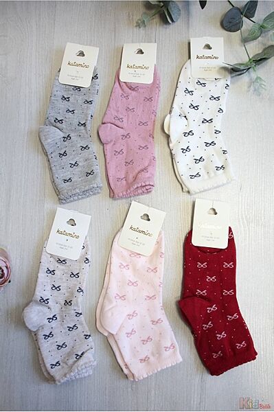 Шкарпетки з принтом із бантиків для дівчинки 7-8 років Katamino