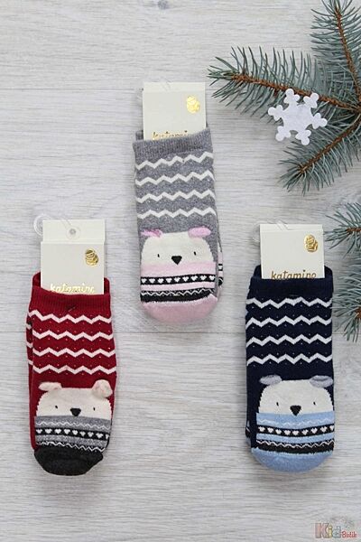 Шкарпетки махрові зі звірятком у шарфі для дівчинки 5-6 років Katamino
