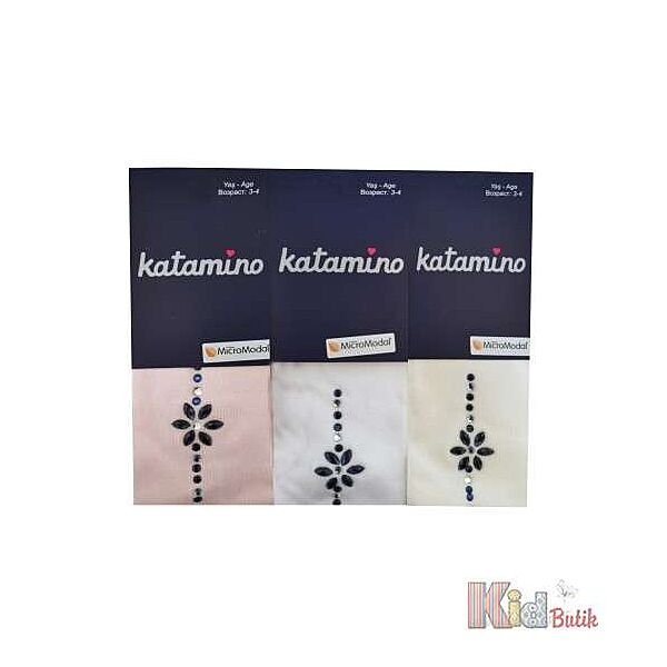 Колготки для дівчинки з квіткою і стразами 110-116 Katamino