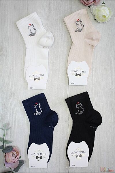 Шкарпетки з котом зі стразів для дівчинки Pier Lone