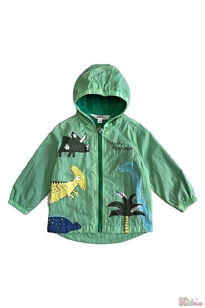 Вітровка світло-зелена з динозаврами та пальмою для хлопчика Midimod