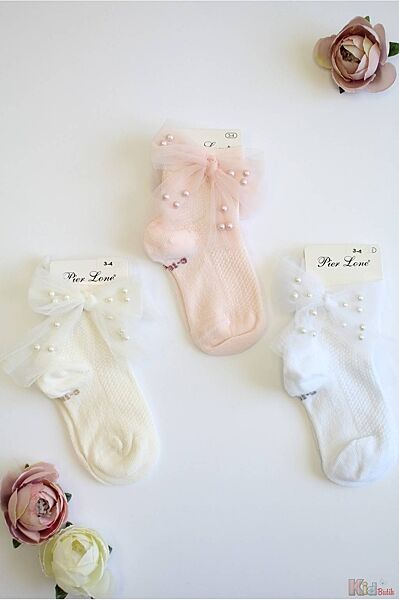 Шкарпетки з бантом та намистинками для дівчинки Pier Lone