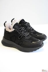 Черевики кросівки утеплені чорні для дівчинки-підлітка Bistfor