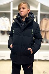 Зимові куртки чорного кольору з капюшоном для хлопчика Puros Poro