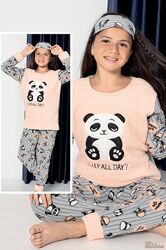 Піжама утеплена персикова Панда для дівчинки-підлітка Minimoon