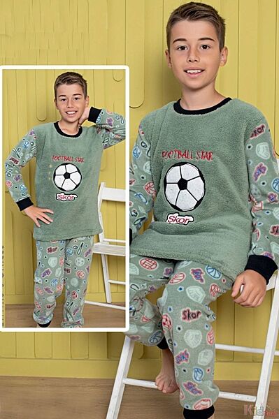 Піжама зелена утеплена для хлопчика Football Star Minimoon